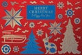 Merry Christmas card in blue and red colours